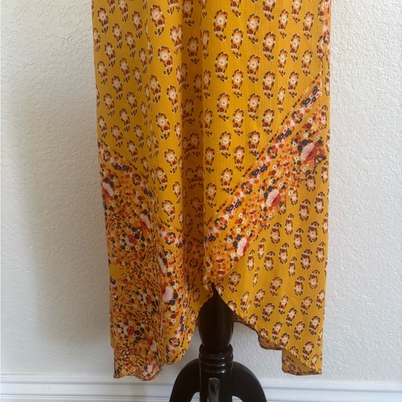 Yellow Flutter Sleeve Wrap Midi Dress - Picture 3 of 11